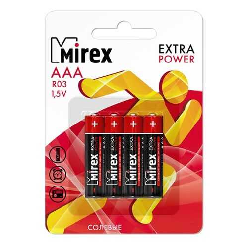 Батарейка солевая Mirex R03/AAA 1,5V 4 шт в Техносила