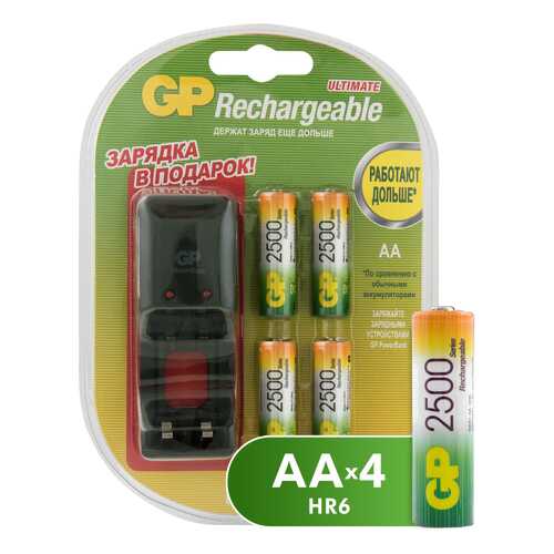 Зарядное устройство + аккумуляторы GP AA (PB330GSCW250BB5-2CR4) 4 шт. 1300 mAh в Техносила