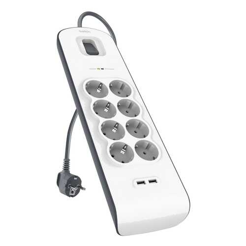 Сетевой фильтр Belkin BSV804vf2M, 8 розеток, 2 м, White в Техносила