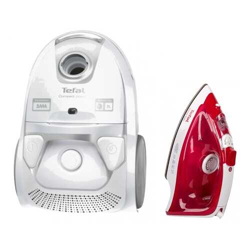 Комплект Пылесос Tefal City Space TW3927 White +Утюг Tefal FV1543 White/Red в Техносила